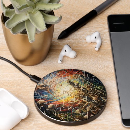 Retro Abstract Urban Skylines Wireless Charger