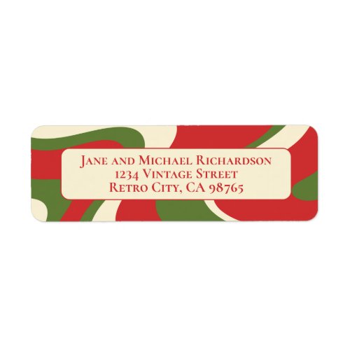 Retro Abstract Vintage Groovy Christmas Waves Label