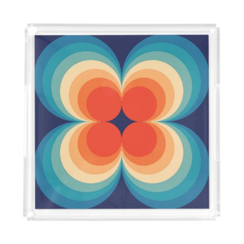 Retro Abstract Vintage Repeat Background Acrylic Tray