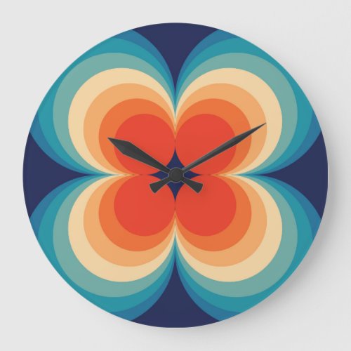 Retro Abstract Vintage Repeat Background Large Clock