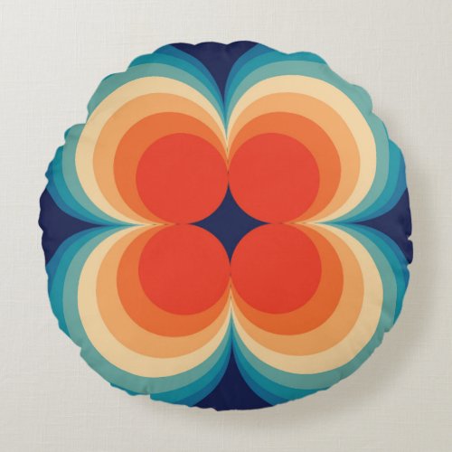 Retro Abstract Vintage Repeat Background Round Pillow