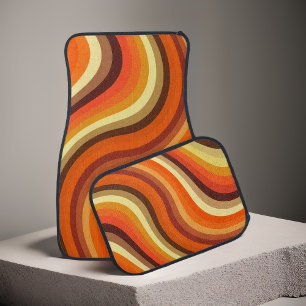 Retro Abstract Waves and Curves Car Floor Mat