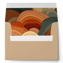 Retro Abstract Waves Terracotta Orange Wedding Envelope