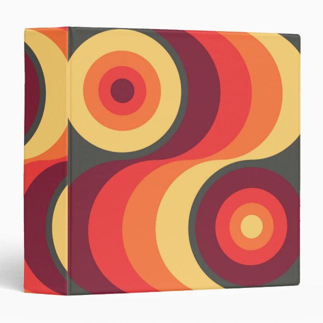 Retro Abstract Wavy Rainbow Squares Abstract Art 3 Ring Binder (Front/Spine)