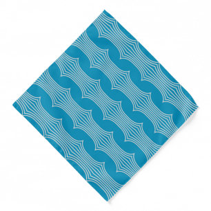 Retro Abstract White Lines on Blue Pattern Bandana
