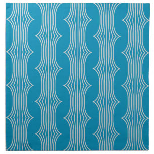 Retro Abstract White Lines on Blue Pattern Cloth Napkin