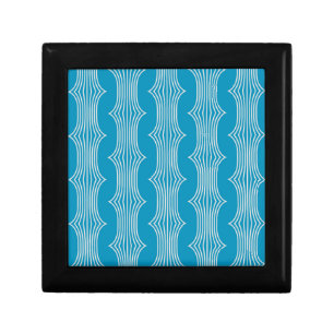 Retro Abstract White Lines on Blue Pattern Gift Box