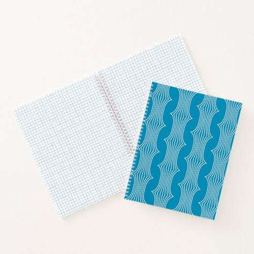 Retro Abstract White Lines on Blue Pattern Notebook