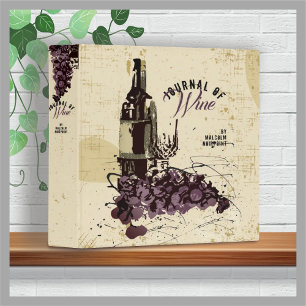 Retro abstract wine grapes journal food pairing 3 ring binder