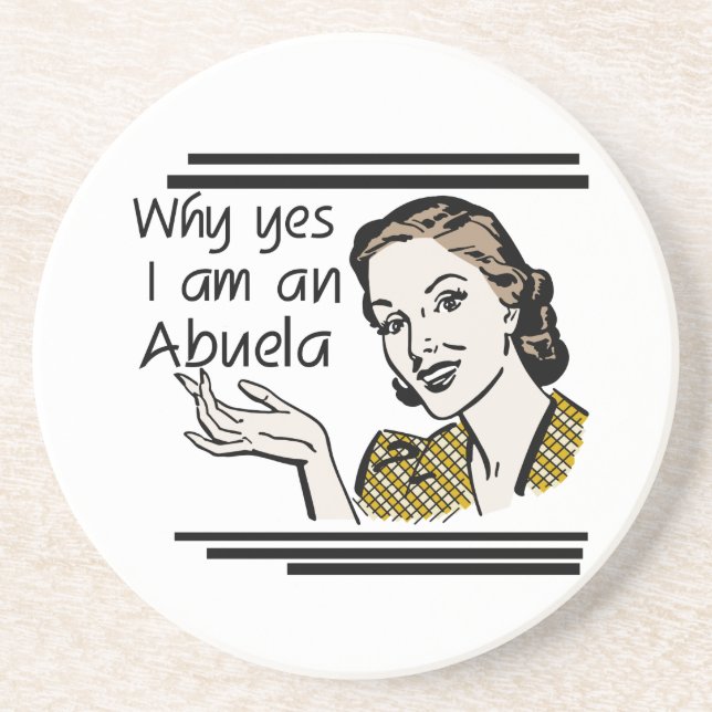 Retro Abuela Gifts Sandstone Coaster (Front)