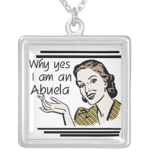 Retro Abuela T-shirts and Gifts Silver Plated Necklace