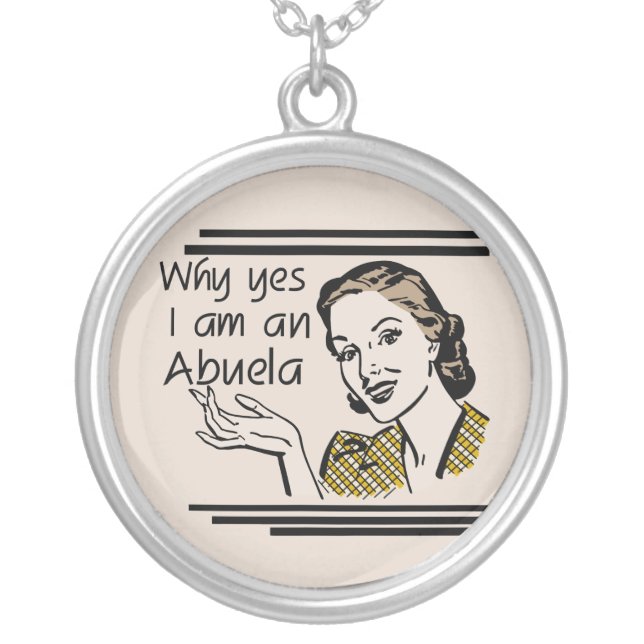 Retro Abuela T-shirts and Gifts Silver Plated Necklace (Front)