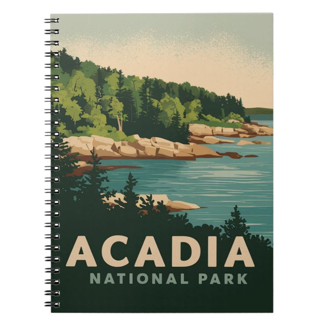 Retro Acadia National Park Bar Harbor Notebook (Front)