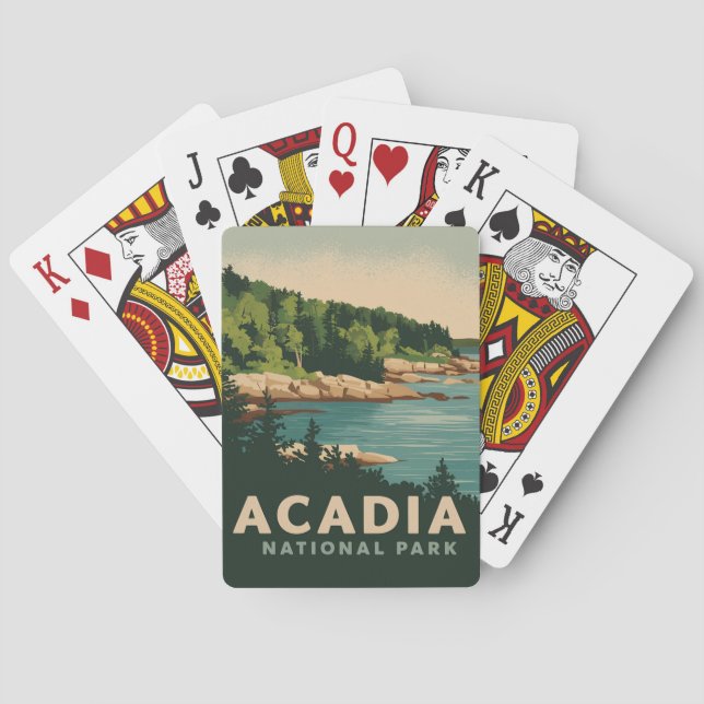 Retro Acadia National Park Bar Harbor Poker Cards (Back)