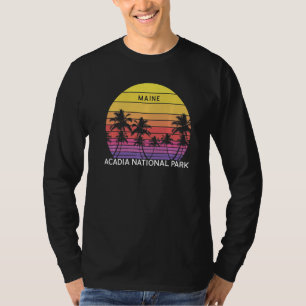 Retro Acadia National Park Beach Surf Vintage Palm T-Shirt