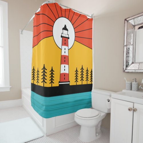 Retro Acadia National Park Maine Portland Souvenir Shower Curtain