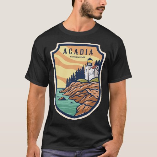 Retro Acadia National Park Maine USA T_Shirt