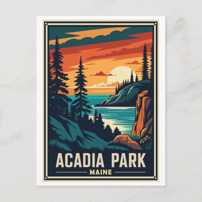 Retro Acadia National Park  Postcard (Front)
