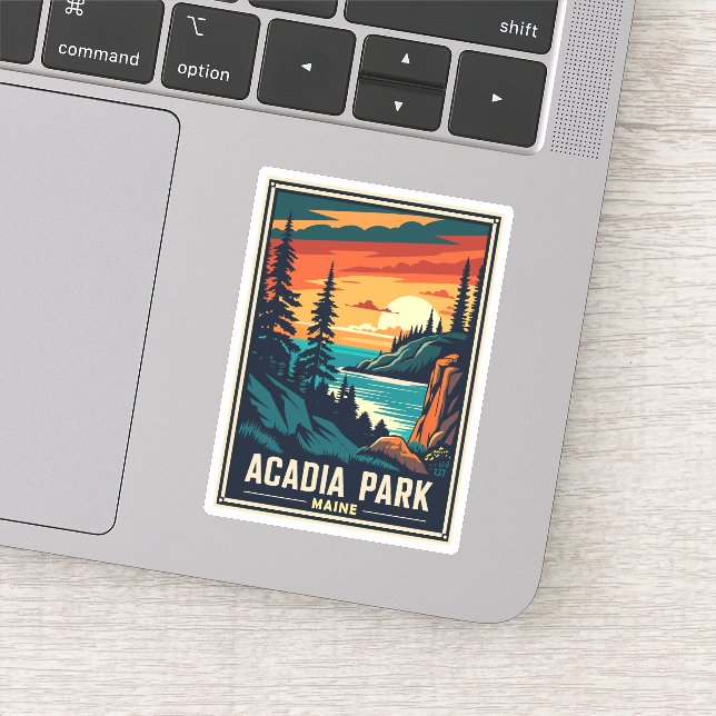 Retro Acadia National Park  Sticker (Detail)
