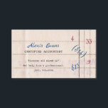 Retro Accounting Paper Mixed up Math Business Card<br><div class="desc">Offer your services as a personal accountant with this retro paper financial services business card with mixed up numbers written in disarray. Personalize by adding the name of the certified accountant and credentials.</div>