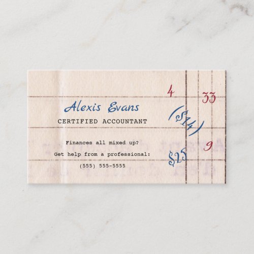 Retro Accounting Paper Mixed up Math Business Card