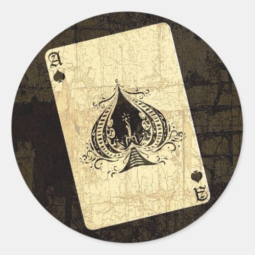 Retro Ace of Spades Classic Round Sticker