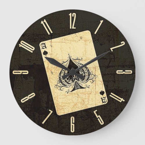 Retro Ace Of Spades Large Clock