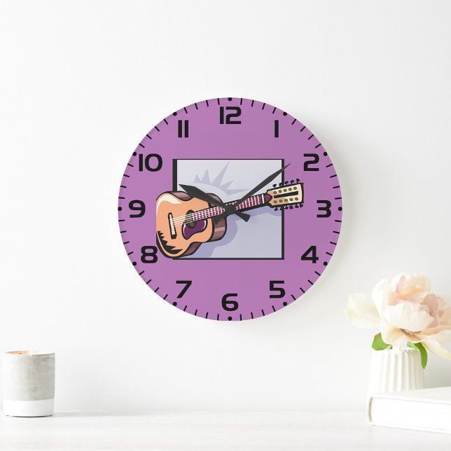 Retro Acoustic 12-String Guitar  Large Clock (Creator Uploaded)