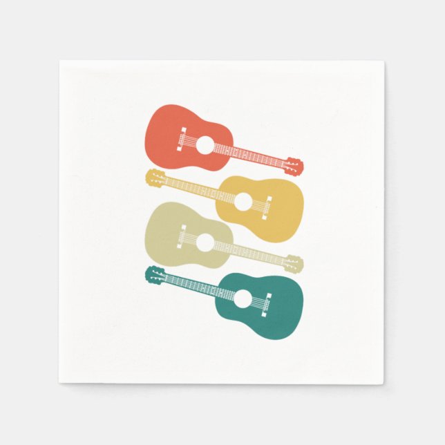 Retro Acoustic Guitar Instrument Gift Music Guitar Napkins (Front)
