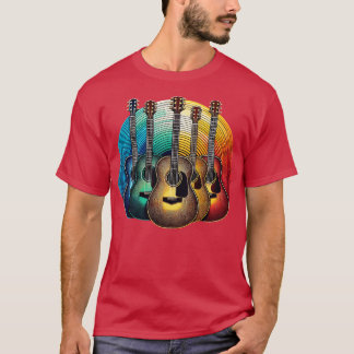 Retro Acoustic Guitar Vintage Guitarist Cool Music T-Shirt