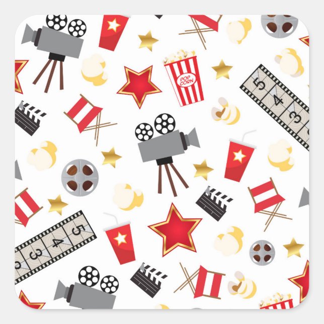 Retro Acting Movies Theatre/Theater Square Sticker (Front)