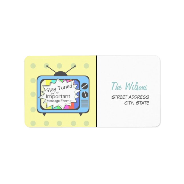 Retro Address  Label - Blue TV Set (Front)