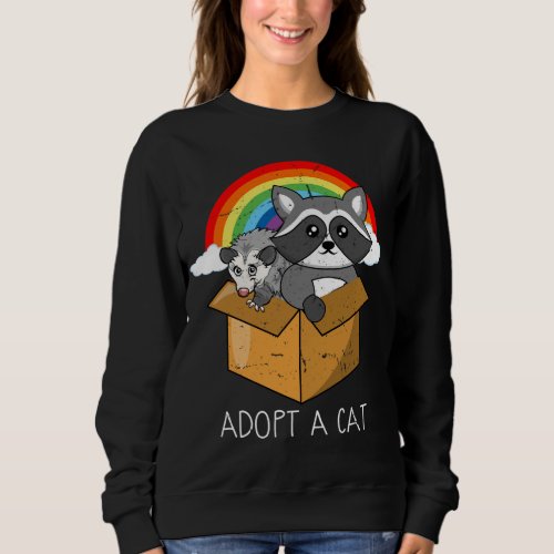 Retro Adopt A Cat Forbidden Cats Raccoon Opossum Sweatshirt