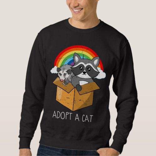 Retro Adopt A Cat Forbidden Cats Raccoon Opossum Sweatshirt