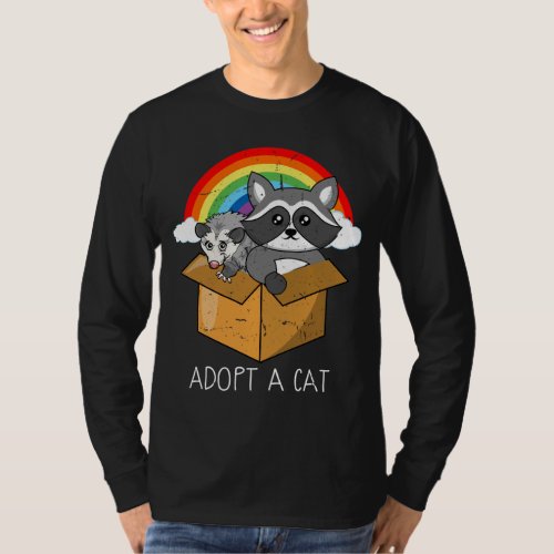 Retro Adopt A Cat Forbidden Cats Raccoon Opossum T_Shirt