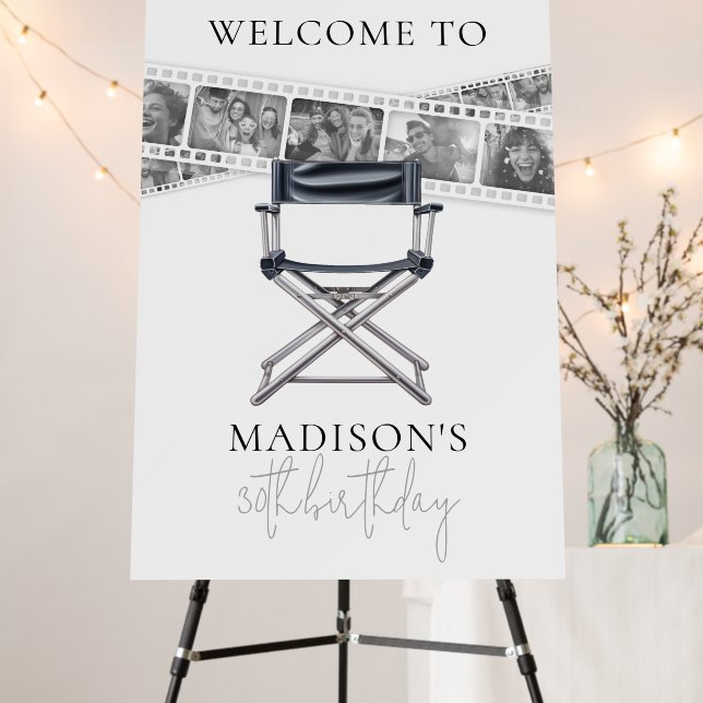 Retro Adult Birthday Sign Personalized Film Strip (In Situ (Stand))