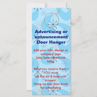 Retro Advertising DOOR HANGER promotion tags