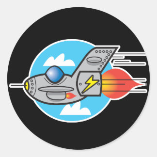 retro aeroplane jet classic round sticker