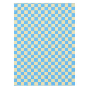 Retro Aesthetic Checkerboard Pattern Blue White Tablecloth