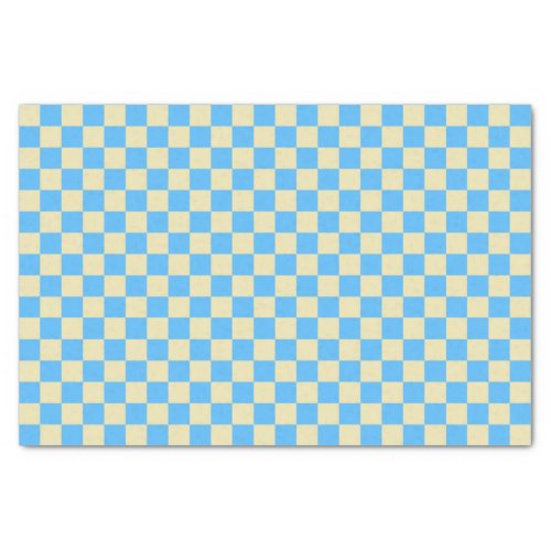 Retro Aesthetic Checkerboard Pattern Blue White  Tissue Paper