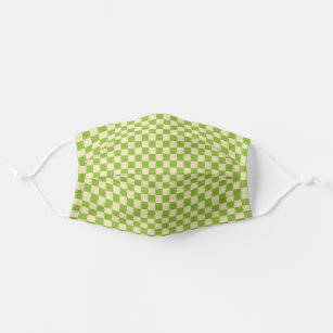Retro Aesthetic Checkerboard Pattern Green White  Adult Cloth Face Mask