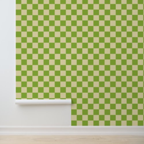 Retro Aesthetic Checkerboard Pattern Green White Wallpaper