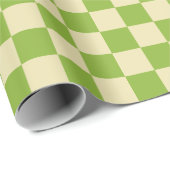 Retro Aesthetic Checkerboard Pattern Green White Wrapping Paper (Roll Corner)