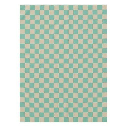 Retro Aesthetic Checkerboard Pattern Mint and Sand Tablecloth