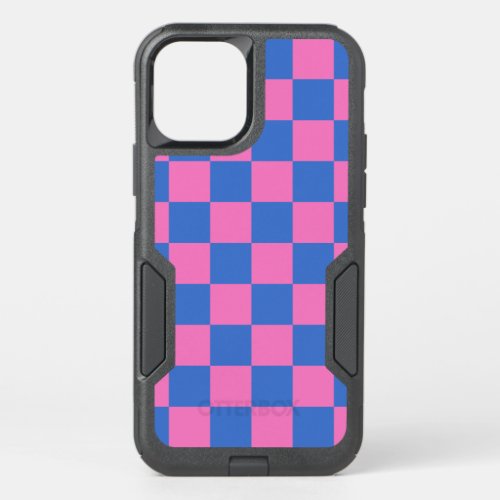 Retro Aesthetic Checkerboard Pattern Pink and Blue OtterBox Commuter iPhone 12 Case