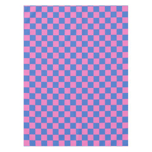 Retro Aesthetic Checkerboard Pattern Pink and Blue Tablecloth