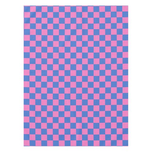 Retro Aesthetic Checkerboard Pattern Pink and Blue Tablecloth