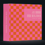 Retro Aesthetic Checkerboard Pink Orange Wedding 3 Ring Binder<br><div class="desc">Retro Aesthetic Checkerboard Pattern Pink and Orange Wedding Binder</div>