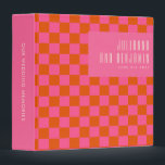 Retro Aesthetic Checkerboard Pink Orange Wedding 3 Ring Binder<br><div class="desc">Retro Aesthetic Checkerboard Pattern Pink and Orange Wedding Binder</div>