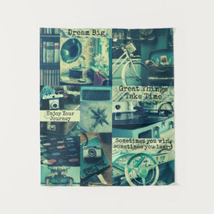 Retro Aesthetic Mood Board Collage Custom Quotes Tapestry